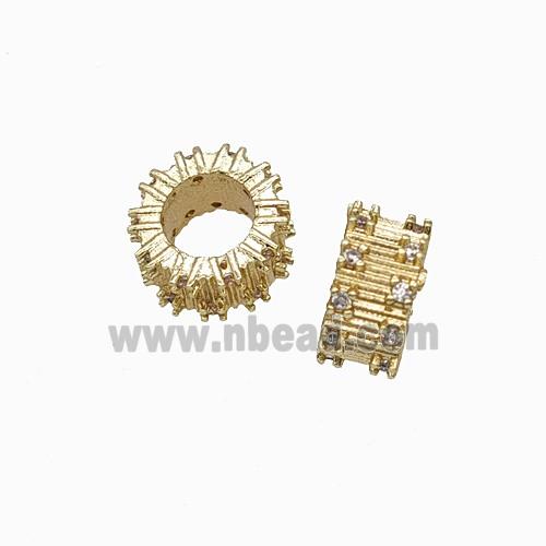 Copper Bead Pave Zircon, Gold Plated