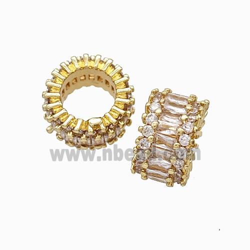 Copper Bead Pave Zircon, Gold Plated