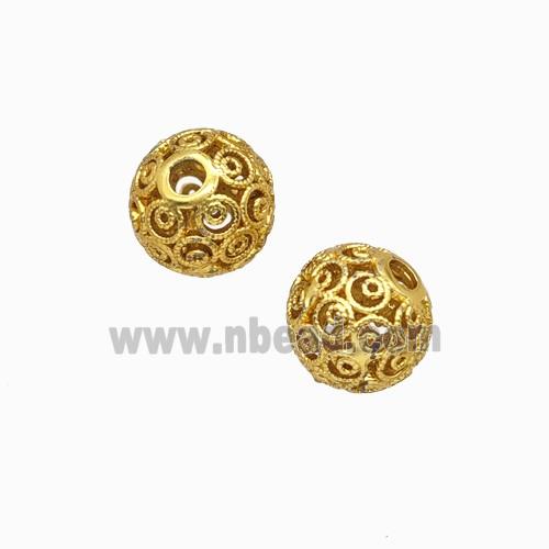 Copper Bead Pave Zircon, Gold Plated