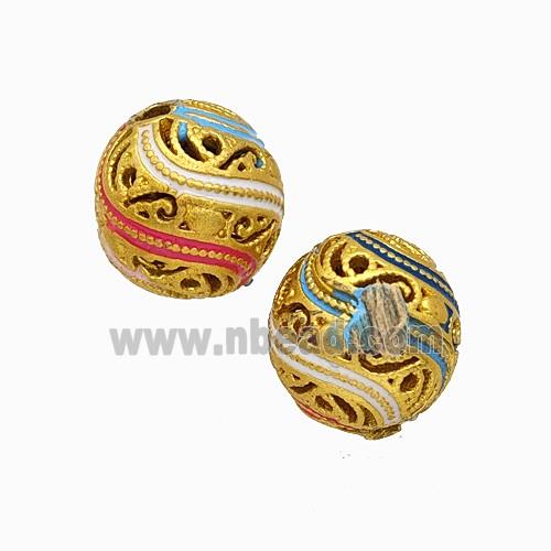 Copper Bead Pave Zircon, Gold Plated