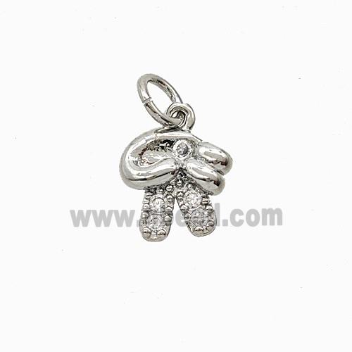 Hand Sign For Victory Copper Pendant Pave Zirconia Platinum Plated