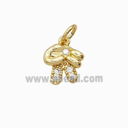 Hand Sign For Victory Copper Pendant Pave Zirconia Gold Plated