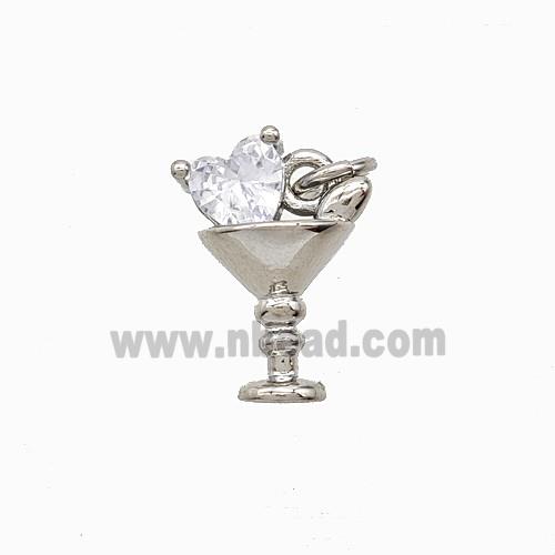 Copper Winecup Pendant Pave Crystal Glass Platinum Plated