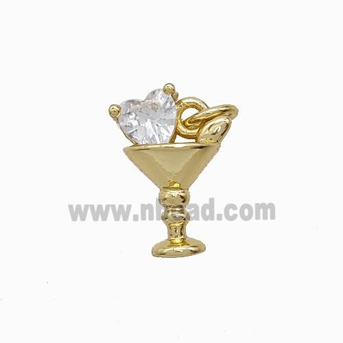 Copper Winecup Pendant Pave Crystal Glass Gold Plated
