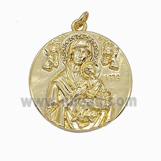 Copper Virgin Mary Pendant Gold Plated