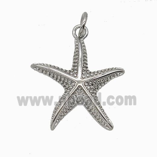 Copper Starfish Pendant Platinum Plated