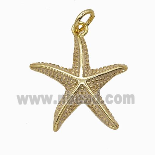 Copper Starfish Pendant Lt.pink Painted Gold Plated