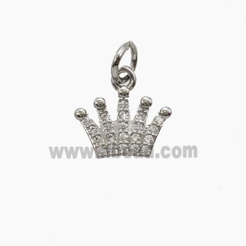 Copper Crown Pendant Pave Zirconia Platinum Plated