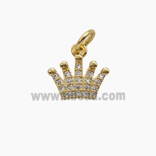Copper Crown Pendant Pave Zirconia Gold Plated