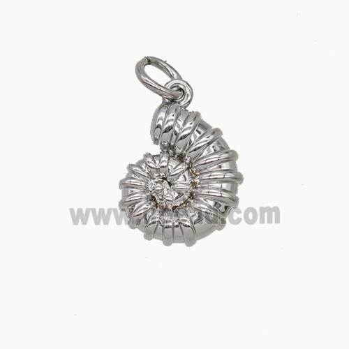 Copper Spiral Shell Pendant Platinum Plated