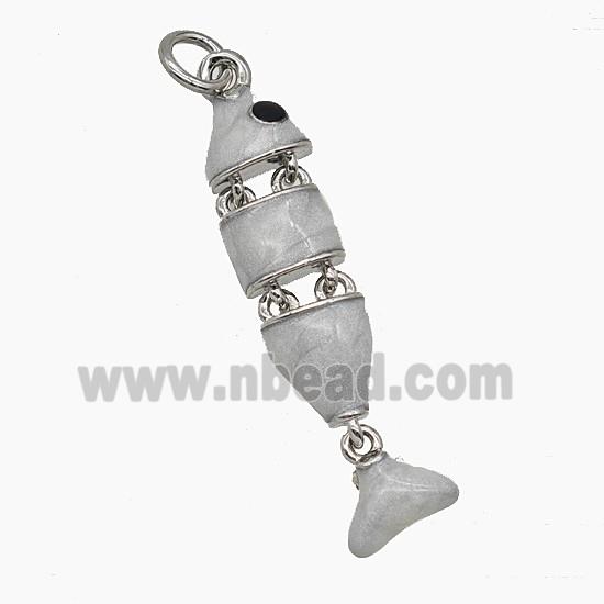 Copper Fish Pendant White Enamel Platinum Plated