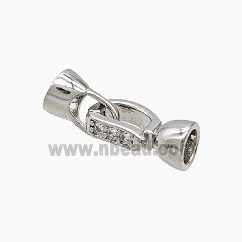 Copper Cordend Clasp Pave Zirconia Platinum Plated