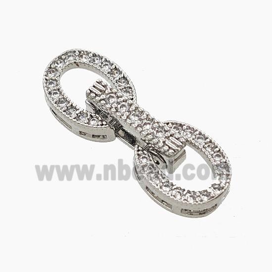 Copper Clasp Pave Zirconia Platinum Plated