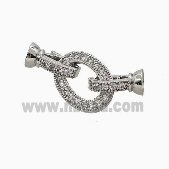 Copper Cordend Clasp Pave Zirconia Platinum Plated