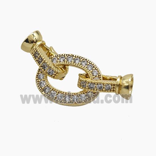 Copper Cordend Clasp Pave Zirconia Gold Plated
