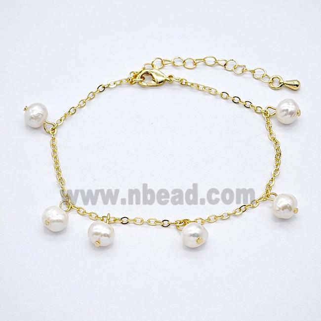 Copper Bracelet With Pearl Gold Plated