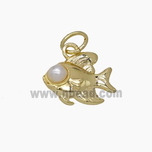 Copper Fish Pendant Pave Resin Gold Plated