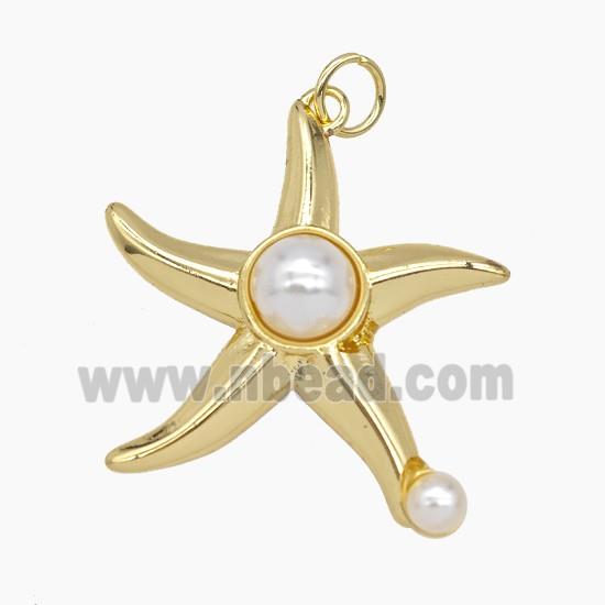 Copper Starfish Pendant Pave Resin Gold Plated