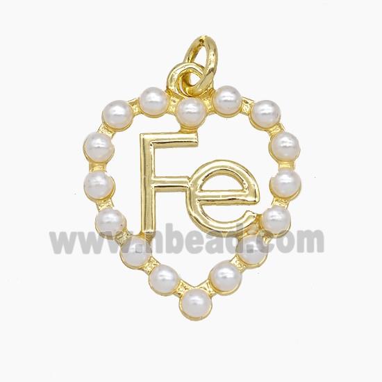 Copper Heart Fe Pendant Pave Resin Gold Plated