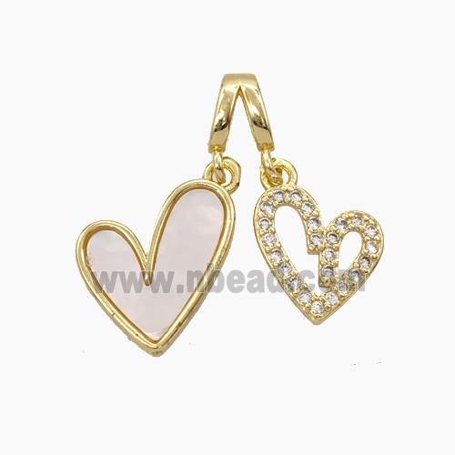 Copper Heart Pendant Pave Zirconia Shell Gold Plated
