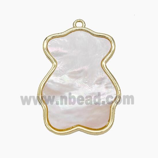 Copper Bear Pendant Pave Shell Gold Plated