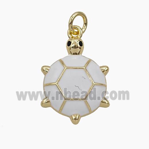 Copper Tortoise Pendant White Enamel Gold Plated