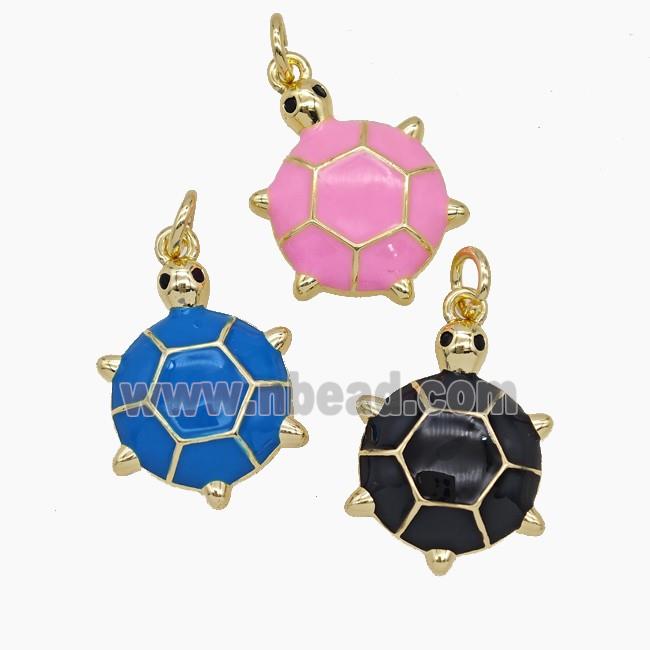 Copper Tortoise Pendant Enamel Gold Plated Mixed