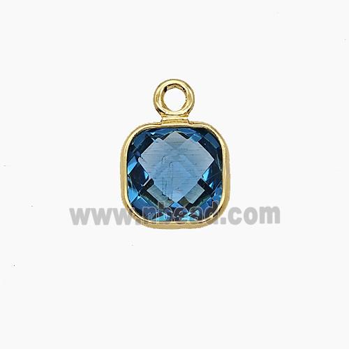 Blue Crystal Glass Square Pendant