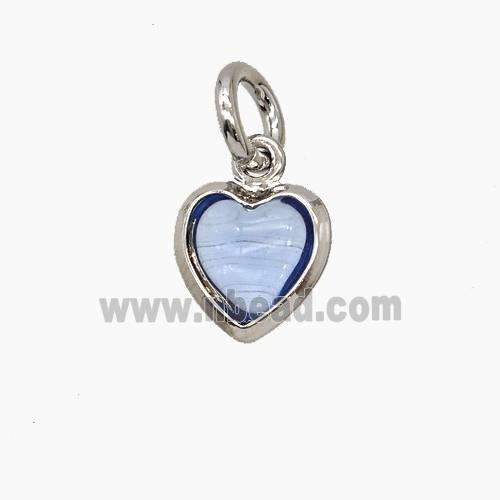 Blue Catseye Glass Heart Pendant