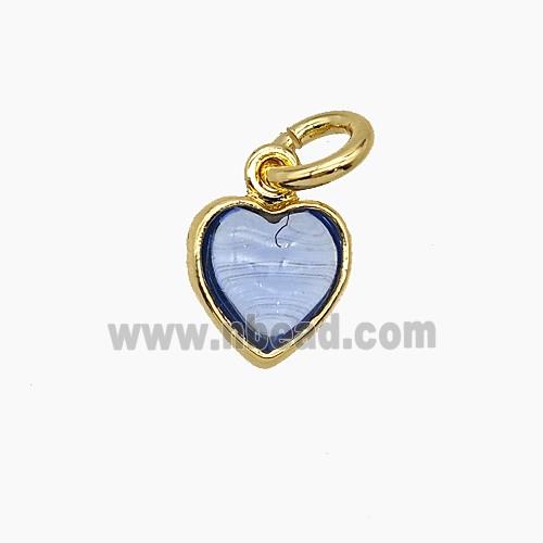 Blue Catseye Glass Heart Pendant