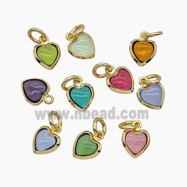 Catseye Glass Heart Pendant Mixed