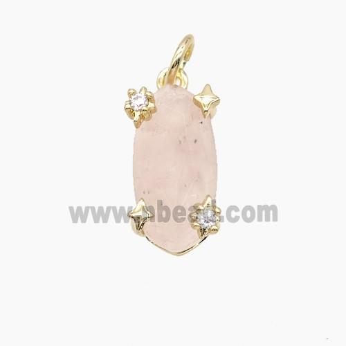 Rose Quartz Oval Pendant Copper Gold Plated