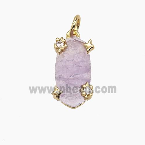 Purple Amethyst Oval Pendant Copper Gold Plated