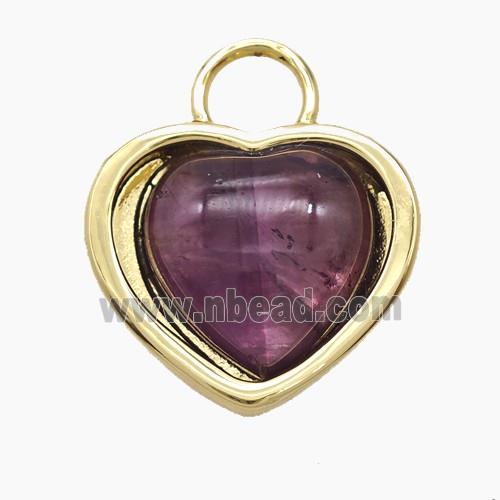 Copper Heart Pendant Pave Amethyst Gold Plated