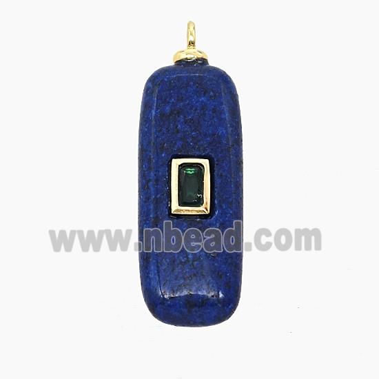 Blue Lapis Lazuli Rectangle Pendant Pave Zirconia
