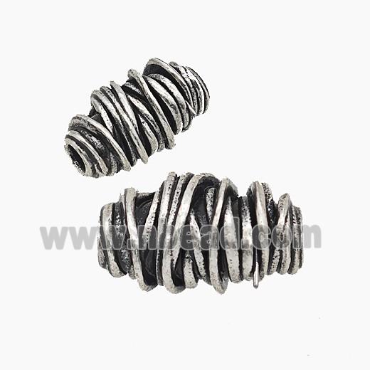 Copper Rice Beads Large Hole Antique Silver