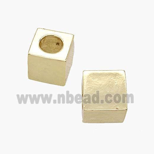 Copper Cube Beads Large Hole Gold Plated