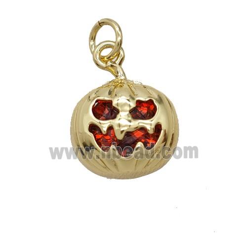 Halloween Pumpkin Charms Copper Pendant Pave Zirconia Gold Plated