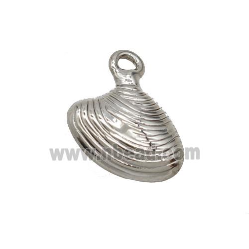 Copper Scallop Shell Pendant Platinum Plated