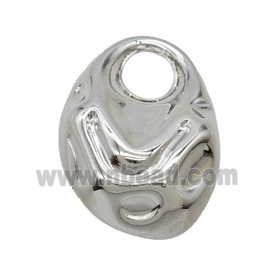 Copper Teardrop Pendant Hammered Platinum Plated