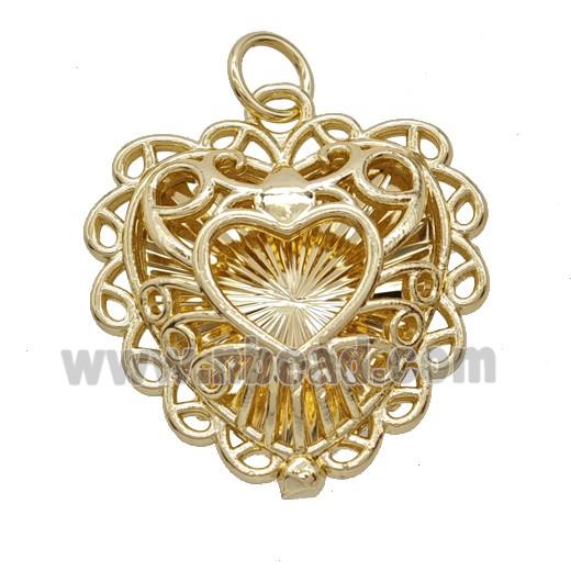 Copper Heart Pendant Hollow Gold Plated