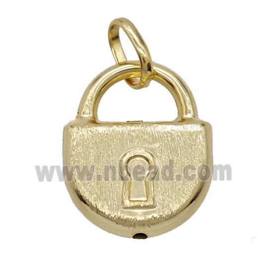 Copper Lock Pendant Brushed Gold Plated