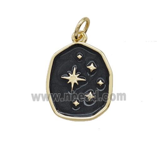Copper Star Pendant Black Enamel Gold Plated
