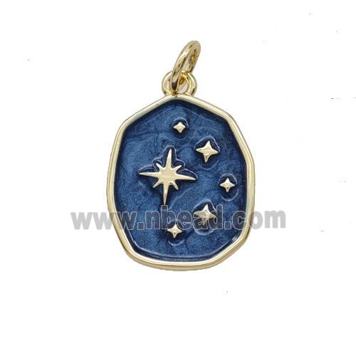 Copper Star Pendant Blue Enamel Gold Plated