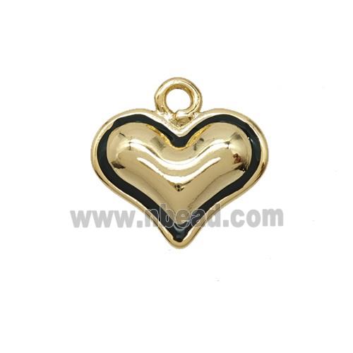 Copper Heart Pendant Black Enamel Gold Plated