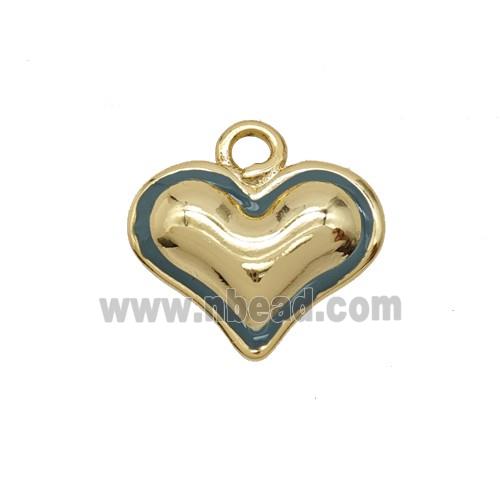 Copper Heart Pendant Teal Enamel Gold Plated