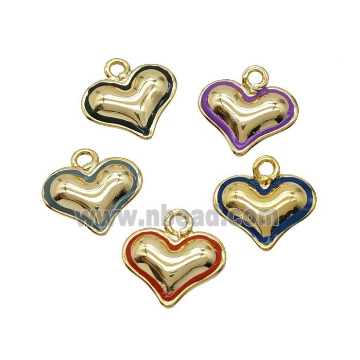 Copper Heart Pendant Enamel Gold Plated Mixed