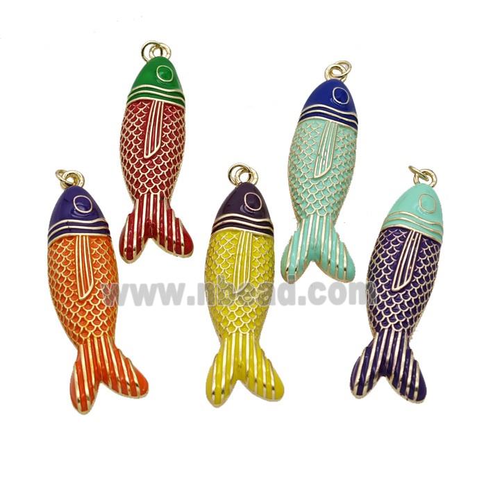 Copper Fish Pendant Enamel Gold Plated Mixed