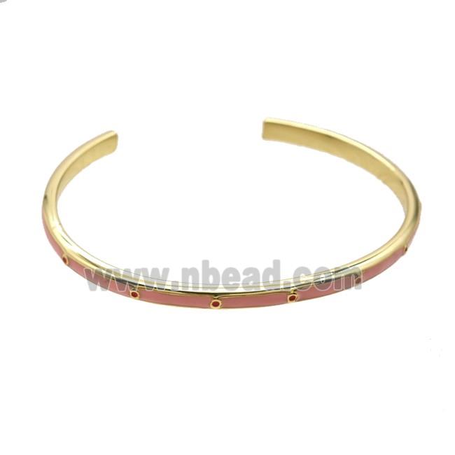 Copper Bangle Pink Enamel Gold Plated