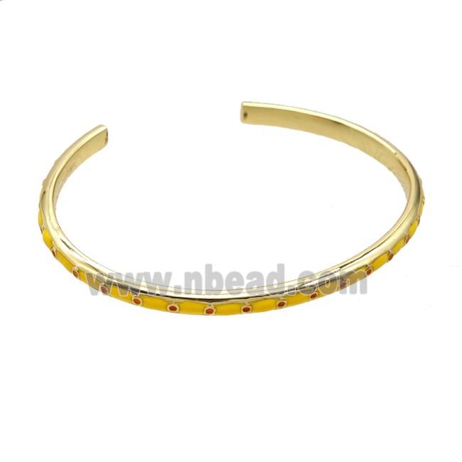 Copper Bangle Yellow Enamel Gold Plated